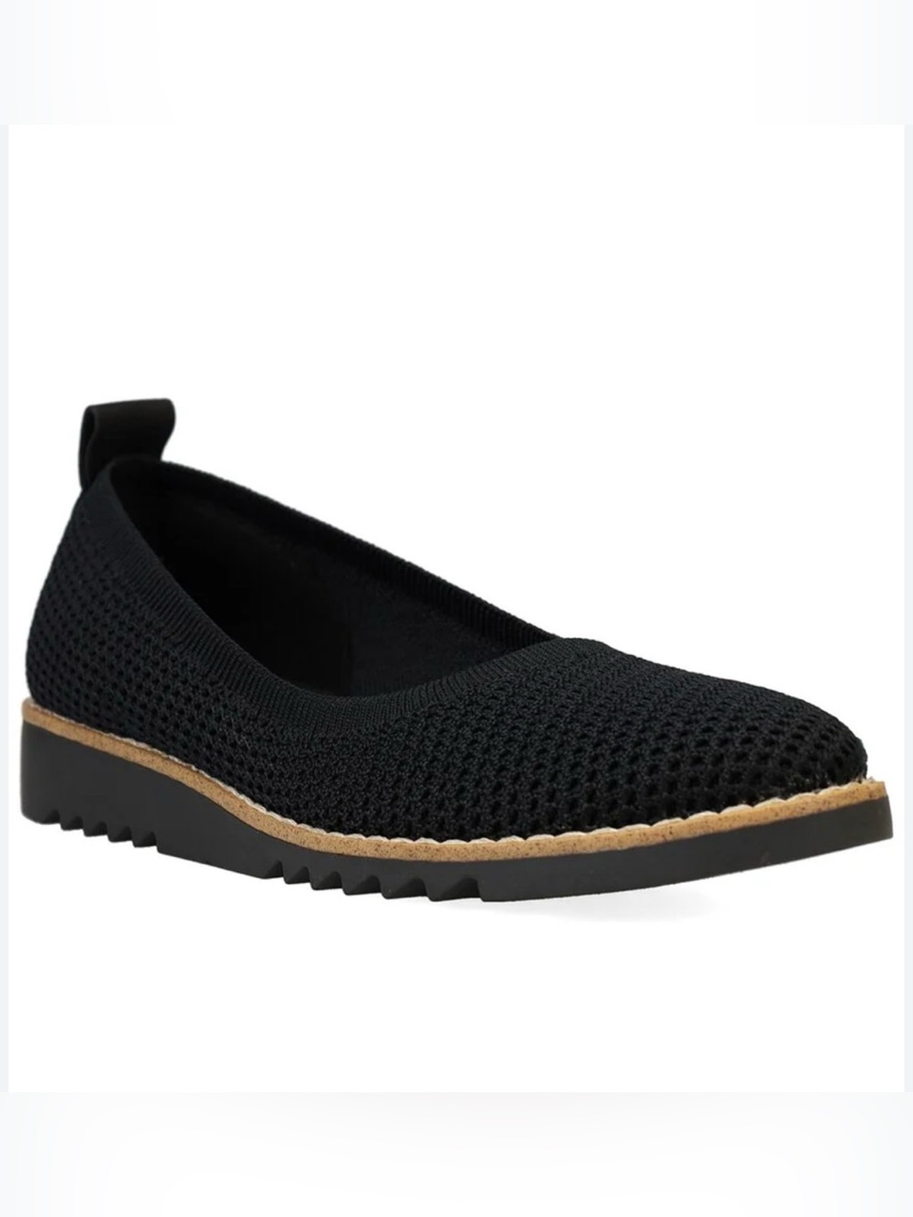 Eileen Fisher Etta Black Knit Wedge  Slip-On Flat Size 8